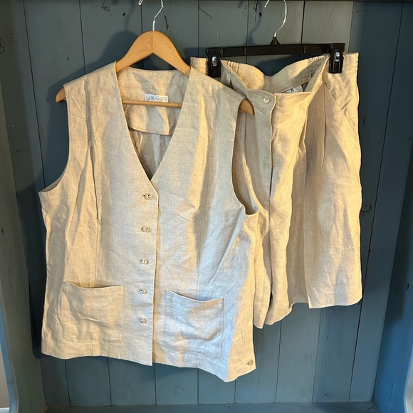 Lord & Taylor Jackets & Blazers - Lord & Taylor Linen Vest and Skirt Set in Light Beige